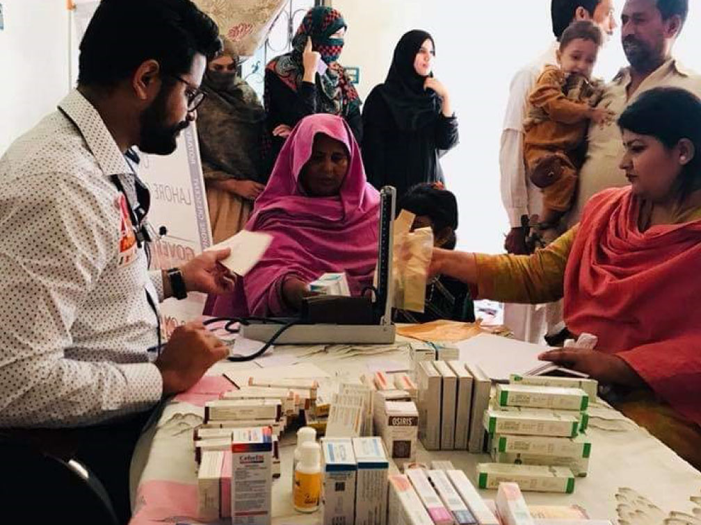 Medical camp team assisting community members